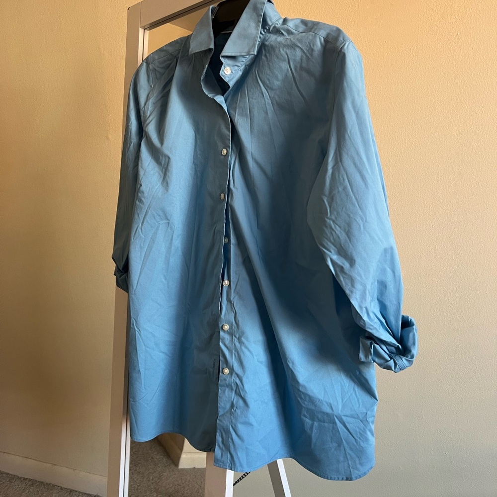 Blue Button-Up Shirt - can be very cute oversized! Great quality!